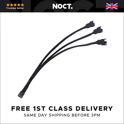 4 Pin PWM 3-Way Fan Cable Splitter Black Sleeved Connector • £4.95