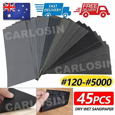 $8.95 • Buy 45Pcs Wet Dry Sandpaper Polishing Abrasive Waterproof Paper Sheets 120-5000 Grit
