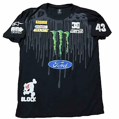 DC Shoes Ken Block Monster Energy T Shirt Large All Over Print Ford Racing 43 • $48.99