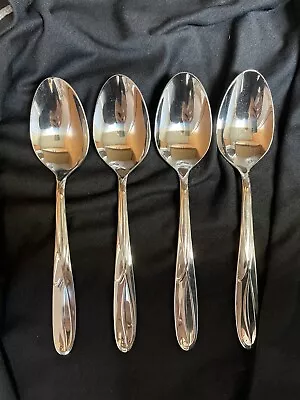 Mikasa Cocoa Blossom Pattern Soup Spoons Set Of 4 - 18/10 Stainless Flatware • $19.99