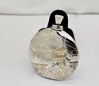 Vintage Japanese Gold Inlay Sterling 950 Silver Purse Size Scent/perfume Bottle • $20.52