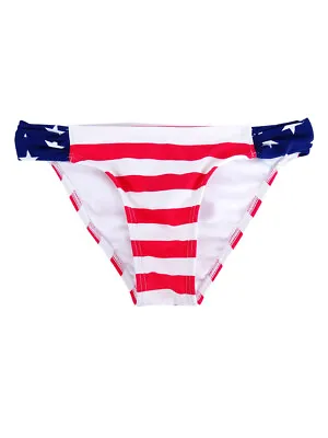£5.75 • Buy California Waves Women's  Ruched Stars-and-Stripes Hipster Bikini (XS, Multi)
