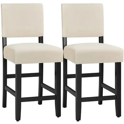 Barstools 25inch Counter Height Stool Fabric Bar Chairs Set Of 2 Beige • $104.99