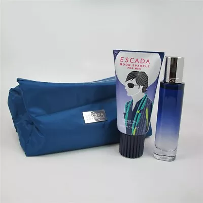 MOON SPARKLE For Men By Escada # Pc Set: 1.6 Oz EDT Spray 5.0 Oz S/G & Bag NIB • $69.99