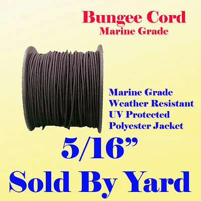 5/16   Sold By Yard Premium Marine Grade Bungee Shock Stretch Cord UV Black 8mm • $2.10