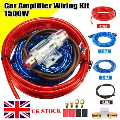 UK 1500W Car Power Amplifier Wiring Kit Audio Subwoofer AMP RCA Fuse Cable Sub • £6.37