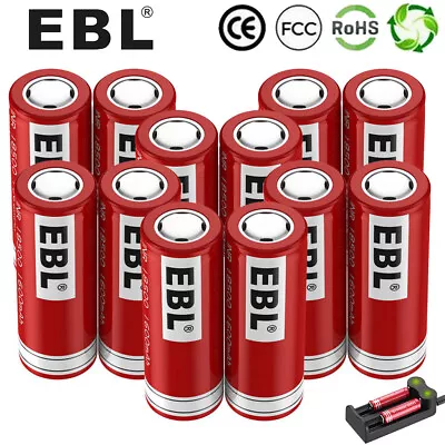EBL 18500 Rechargeable Battery 1600mAh 3.7V Li-ion Batteries/LED Charger Lot • $10.59