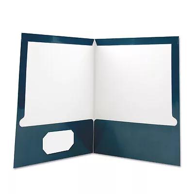 Universal Laminated Two-Pocket Folder Cardboard Paper Navy 11 X 8 1/2 25/Pack • $12.50