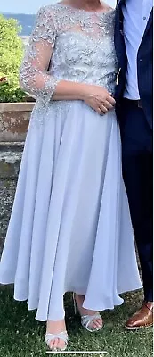 Mother Of The Bride Silver Veni Infantino Chiffon Dress Size 12 • £175