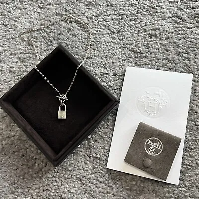 $590 • Buy Hermes Cadenas Kelly Pendant Necklace In Silver With Receipt