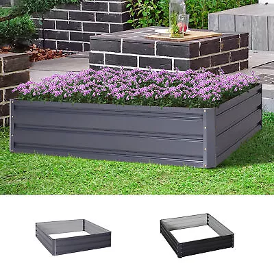 Raised Garden Bed Outdoor Galvanised Planter Kit Flower Vegetables • £35.99