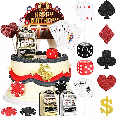 21 Pieces Casino Cake Decorations Set Includes Mini Slot Toy Machine Poker Cake  • $50