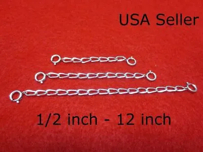 SOLID STERLING SILVER 3.0mm EXTENDER / SAFETY CHAIN 1/2 -16   W/ SPRING RING • $1.90