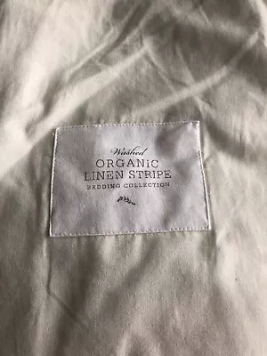 NEW Restoration Hardware Baby Child Washed Organic Linen Stripe Crib Skirt Flax • $59