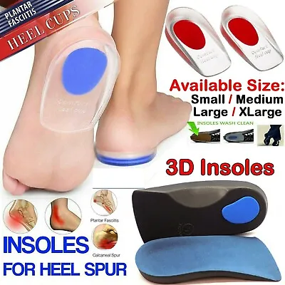 £2.85 • Buy A Pair Heel Gel Shoe Insoles Cushion Pad Foot Support Silicone Plantar Fasciitis
