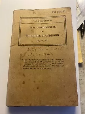 Wwii Soldiers Handbook War Department July 23 1941 • $7.99