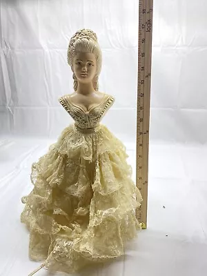Vintage Victorian Lady  Light Table Lamp Lace Dress Works Chalkware • $59.99