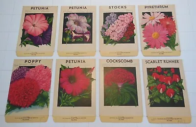 8 Vintage FLOWER SEED PACKETS (G78)-Galloway Litho Co-3 1/4  X 5 -Petunia-Poppy • $10