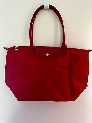 Longchamp LE PLIAGE Green Recycled Canvas Large Shoulder Bag TOMATO RED Rrp £115 • £75