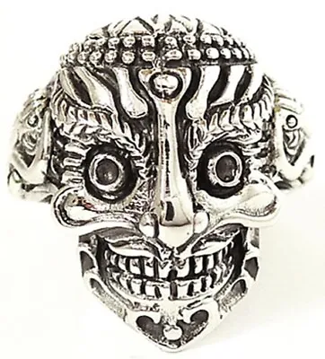 Mexican Sugar Skull Calavera Sterling 925 Silver Ring • $42.99