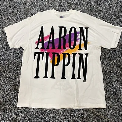 Vintage 90’s Aaron Tippin T-shirt Single Stitch Autographed White  • $19.99