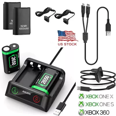 For XBOX ONE 360 Controller Play Dual Charging Dock+2x Rechargeable Battery Pack • $18.99