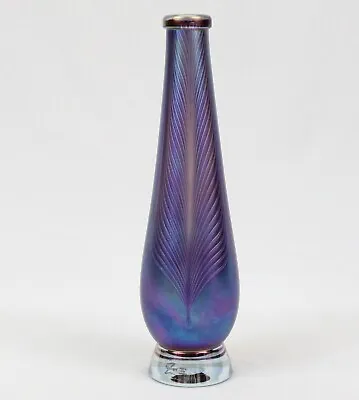 Igor Muller Iridescent Blue Purple Studio Art Glass 12  Pulled Feather Bud Vase • $109.99