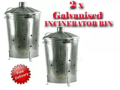 Galvanised Metal Incinerators Garden Waste Wood Fire Bin Burner 90L • £39.99