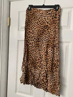 ZARA Brown Black Leopard Print Midi Skirt With Slit - Small • $19