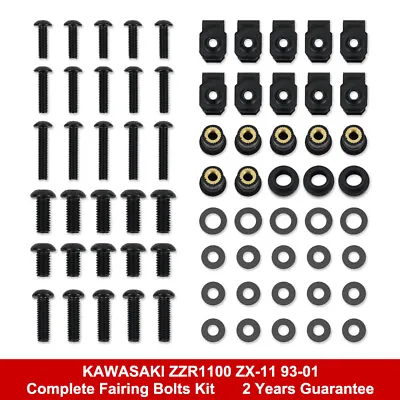 Fit For Kawasaki ZZR1100 ZX-11 93-01 Aftermarket Complete Fairing Bolt Kit Screw • $23.57