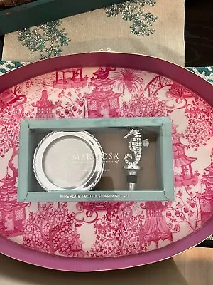 Mariposa Wine Plate & Bottle Stopper Swizzle Gift Set SEAHORSE NIB MSRP $54.00 • $34.99