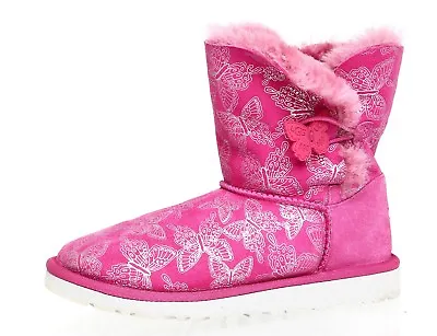 Ugg Australia Bailey Button Butterfly Boots Pink Youth Girls Size 4 4044 * • $105