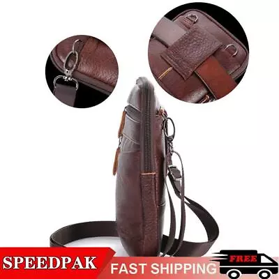 Men's Genuine Leather Fashion Phone Pouch Belt Bag Shoulder Crossb WaistUS- • $7.15