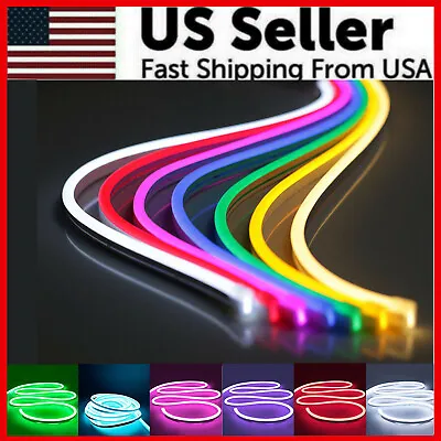 $14.99 • Buy 1M 2M 3M 5M 12V Flexible Sign Neon Lights Silicone Tube LED Strip Waterproof USA