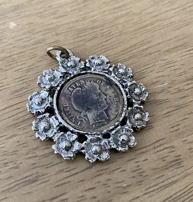 Antique Barber Silver Dime Necklace Charm Pendant Americana Jewelry Vintage • $20