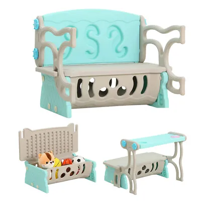 3-in-1 Convertible Kids Table And Chair Set Children Activity Bench Toy Storage • £39.95