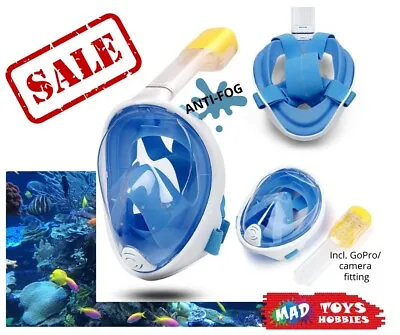 $19.95 • Buy Snorkel Swimming Mask Full Face Anti-fog 180deg View & Gopro Mount Large/XL NEW