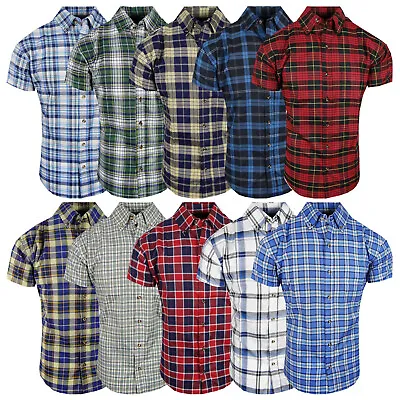 Plaid Shirt Mens Short Sleeve Button Down Collar One Pocket NEW Color TRUE FIT 2 • $19.95