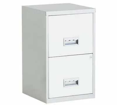 2 Drawer Metal Filing Cabinet  Silver And White **GRADE C ** • £39.95