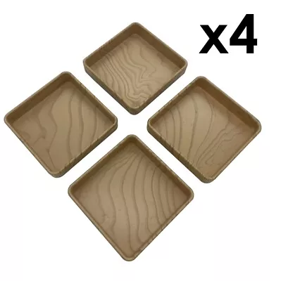 £12.99 • Buy Square Furniture Cups Castors Floor Protectors Felt Premium Wood Caster Chair UK