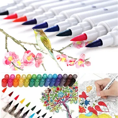 £3.16 • Buy Colour Watercolour Brush Pens Set Dual Tips-Soft Fine-Art-Markers Drawing