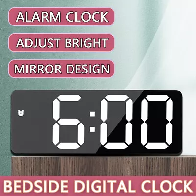 Bedside Digital Clock LED Display Desk Table Time Temperature Alarm Modern Decor • $15.99