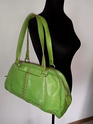 MICHAEL KORS Brilliant Green Leather Top-Handle Satchel Leather W Studs • $37.95