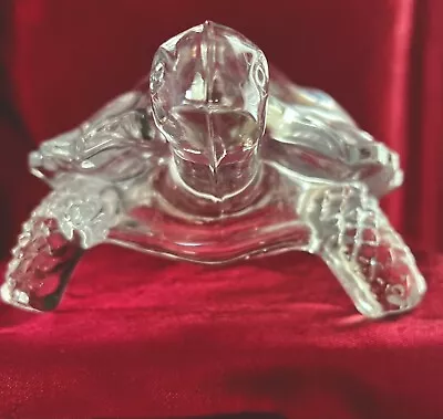 Vintage Crystal Clear Glass Art Turtle Figurine Paperweight • $15.99