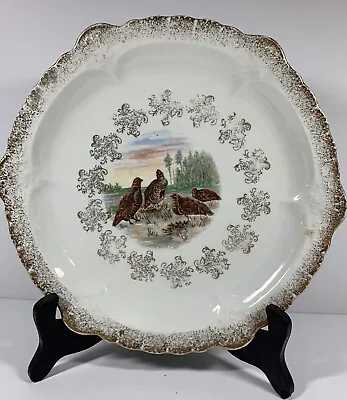 Vintage Sevres Decorator Plate.  Nice. Game Birds Quail In Meadow Gold Edging • $10