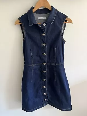 £10 • Buy Mango Button Up Denim Dress Medium