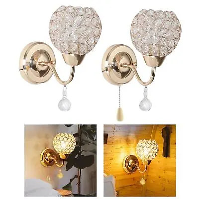 Modern Style Crystal Wall Light Sconce Gold E27 Wall Lamp Lighting Fixture For • £16.82
