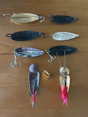 Lot Of 8 Vintage Used Spoon Fishing Lures Johnson's Silver Hedden King Queen • $8
