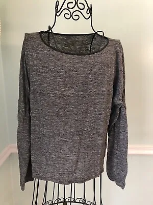 VINCE Women's Gray Leather-trim Slub Linen Shirt Long Sleeve L Large • $26.46