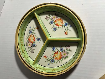 Vintage 1920's Moriyama Mori-machi Hand Painted Floral Divided Dish W/ Box • $18